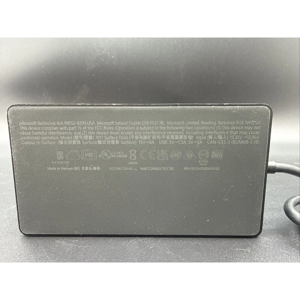 Microsoft Surface Dock 2 Model 1917 Docking Station with Surface Connect Cable